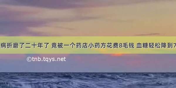 糖尿病折磨了二十年了 竟被一个药店小药方花费8毛钱 血糖轻松降到7以下