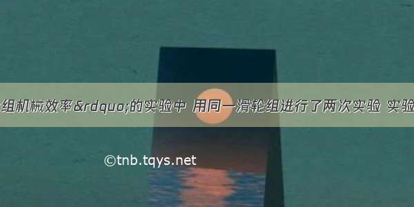 在“测滑轮组机械效率”的实验中 用同一滑轮组进行了两次实验 实验数据如下表所示．