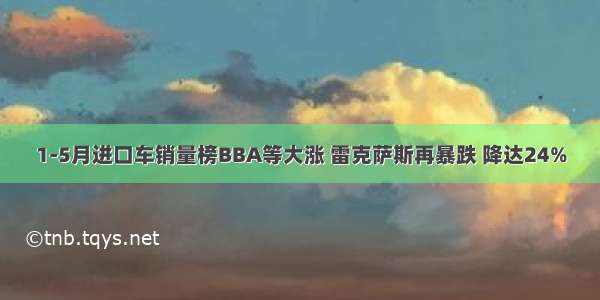 1-5月进口车销量榜BBA等大涨 雷克萨斯再暴跌 降达24%