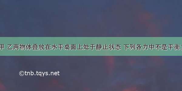 如图所示 甲 乙两物体叠放在水平桌面上处于静止状态 下列各力中不是平衡力的是A.甲