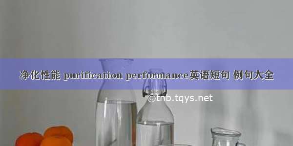 净化性能 purification performance英语短句 例句大全