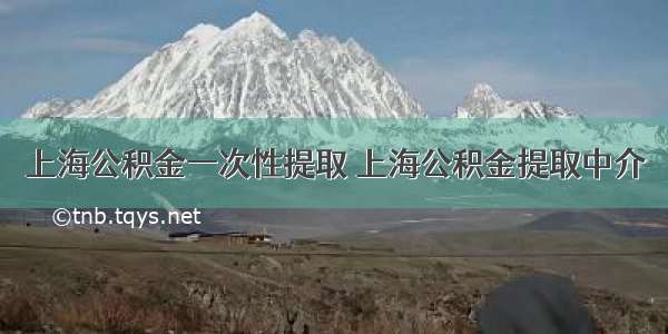 上海公积金一次性提取 上海公积金提取中介