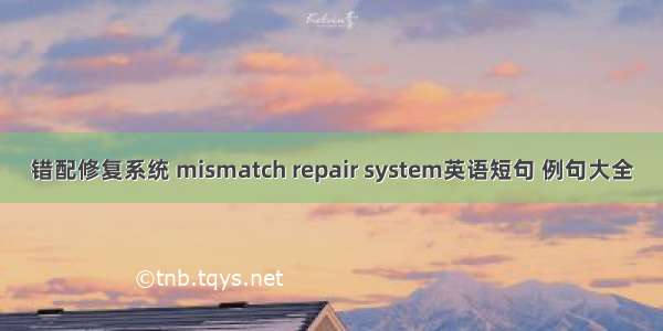 错配修复系统 mismatch repair system英语短句 例句大全