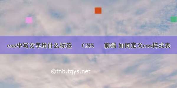 css中写文字用什么标签 – CSS – 前端 如何定义css样式表