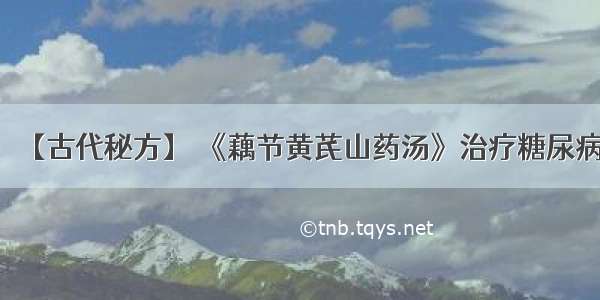 【古代秘方】 《藕节黄芪山药汤》治疗糖尿病