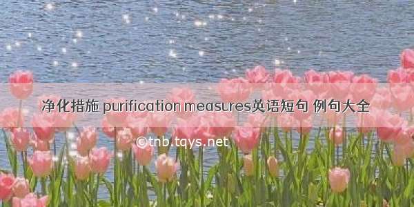 净化措施 purification measures英语短句 例句大全