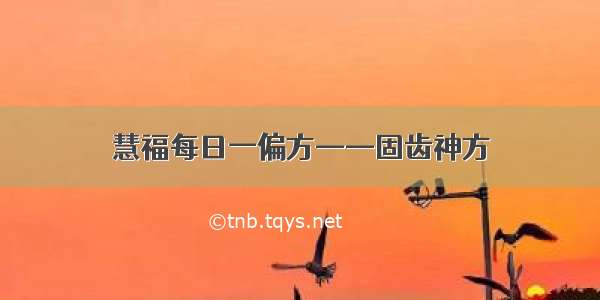 慧福每日一偏方——固齿神方