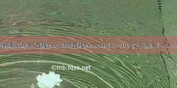 在平面直角坐标系xOy中 直线y=x+3与直线y=ax+b（a＜0）交于点A（-1 c） 且两直线在