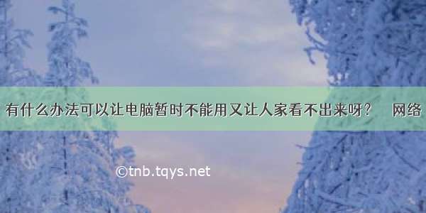 有什么办法可以让电脑暂时不能用又让人家看不出来呀？ – 网络