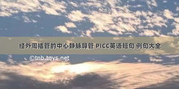 经外周插管的中心静脉导管 PICC英语短句 例句大全