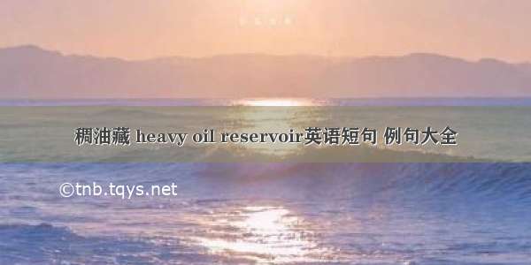 稠油藏 heavy oil reservoir英语短句 例句大全