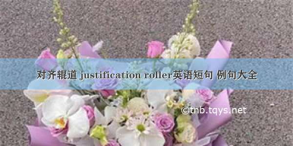 对齐辊道 justification roller英语短句 例句大全