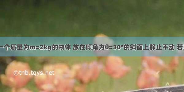 如图所示 一个质量为m=2kg的物体 放在倾角为θ=30°的斜面上静止不动 若用竖直向上