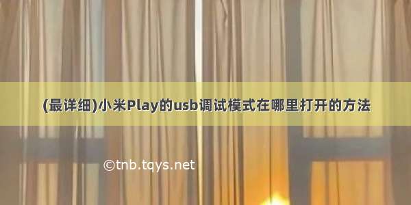 (最详细)小米Play的usb调试模式在哪里打开的方法