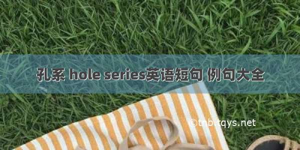 孔系 hole series英语短句 例句大全