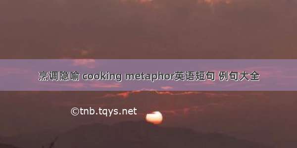 烹调隐喻 cooking metaphor英语短句 例句大全