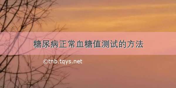 糖尿病正常血糖值测试的方法