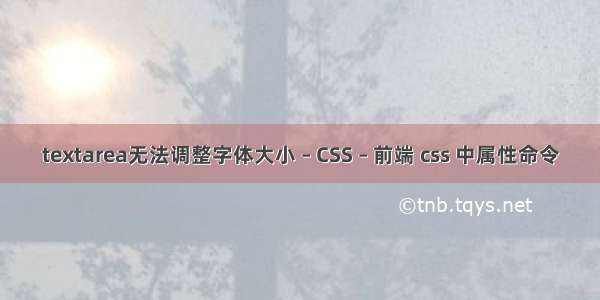 textarea无法调整字体大小 – CSS – 前端 css 中属性命令