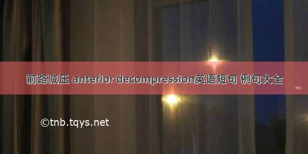 前路减压 anterior decompression英语短句 例句大全