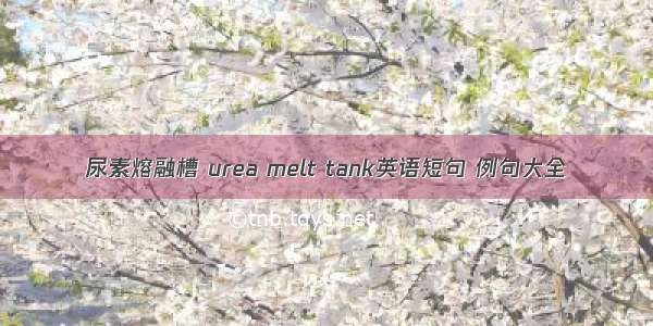 尿素熔融槽 urea melt tank英语短句 例句大全