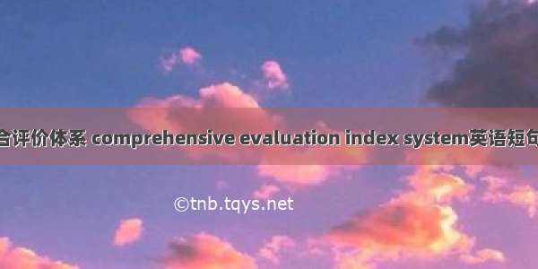 多指标综合评价体系 comprehensive evaluation index system英语短句 例句大全