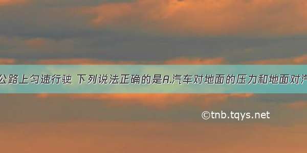 汽车在平直公路上匀速行驶 下列说法正确的是A.汽车对地面的压力和地面对汽车的支持力