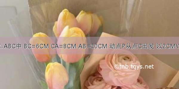 如图 在△ABC中 BC=6CM CA=8CM AB=10CM 动点P从点C出发 以2CM\\S的速度