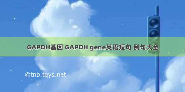 GAPDH基因 GAPDH gene英语短句 例句大全