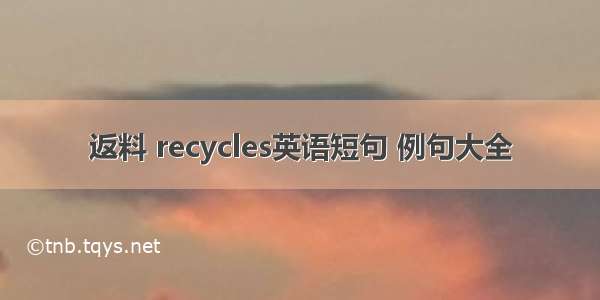 返料 recycles英语短句 例句大全