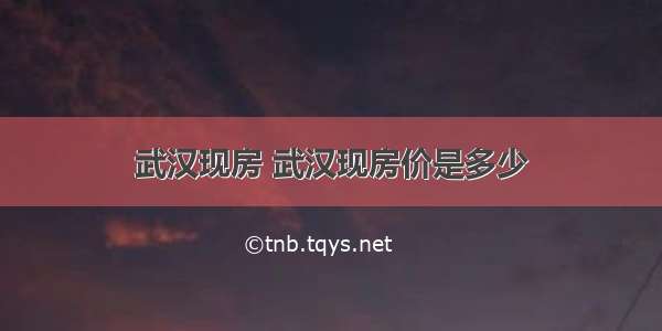 武汉现房 武汉现房价是多少