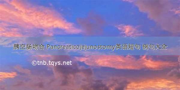 胰空肠吻合 Pancreaticojejunostomy英语短句 例句大全