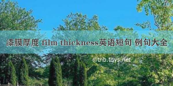 漆膜厚度 film thickness英语短句 例句大全