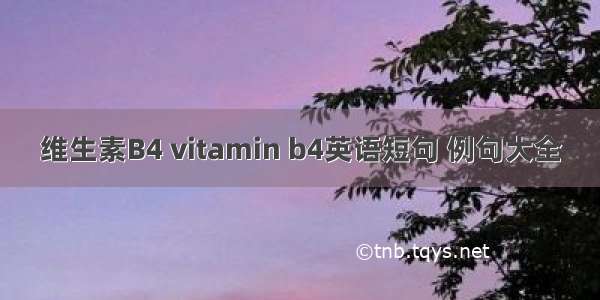 维生素B4 vitamin b4英语短句 例句大全