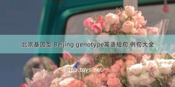 北京基因型 Beijing genotype英语短句 例句大全