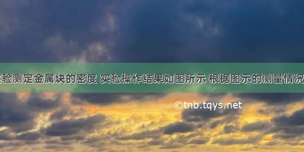 某同学用实验测定金属块的密度 实验操作结果如图所示 根据图示的测量情况填写下列的