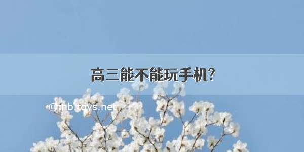 高三能不能玩手机?