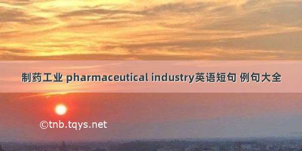 制药工业 pharmaceutical industry英语短句 例句大全