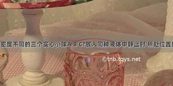 体积相同 密度不同的三个实心小球A B C?放入同种液体中静止时 所处位置如图5所示