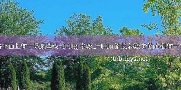 如图所示 光滑平面上有一块质量M=3.0kg 长度L=1.0m的长木板 它的右端有一个质量m=2.0