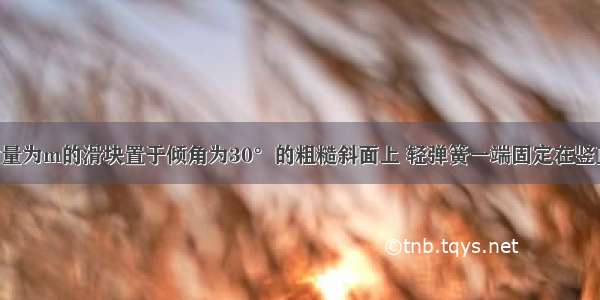 如图所示 质量为m的滑块置于倾角为30°的粗糙斜面上 轻弹簧一端固定在竖直墙上的P点