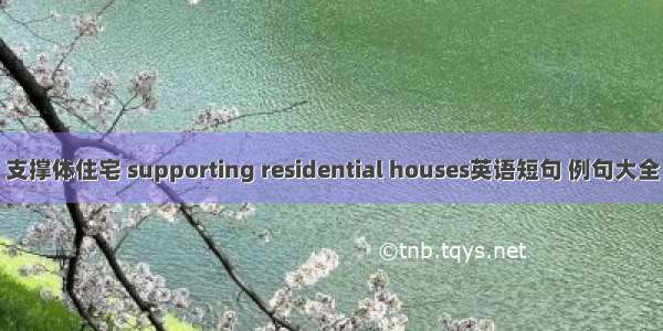 支撑体住宅 supporting residential houses英语短句 例句大全