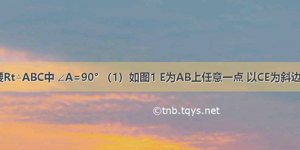 已知：等腰Rt△ABC中 ∠A=90° （1）如图1 E为AB上任意一点 以CE为斜边作等腰Rt△