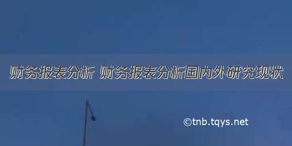 财务报表分析 财务报表分析国内外研究现状