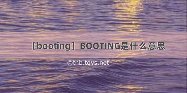 【booting】BOOTING是什么意思