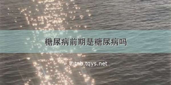 糖尿病前期是糖尿病吗