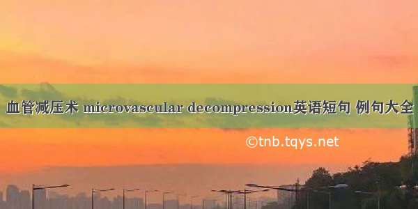 血管减压术 microvascular decompression英语短句 例句大全