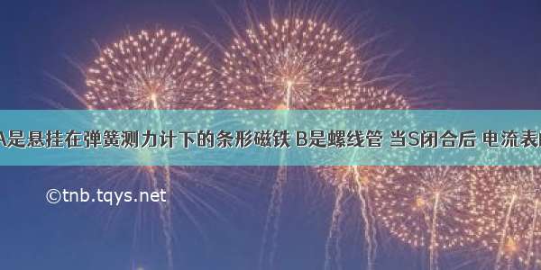 如图所示 A是悬挂在弹簧测力计下的条形磁铁 B是螺线管 当S闭合后 电流表的示数将_