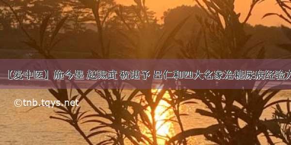 【爱中医】施今墨 赵锡武 祝谌予 吕仁和四大名家治糖尿病经验方