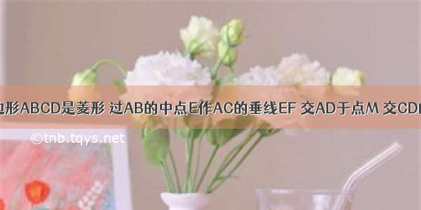 已知：如图 四边形ABCD是菱形 过AB的中点E作AC的垂线EF 交AD于点M 交CD的延长线于点F