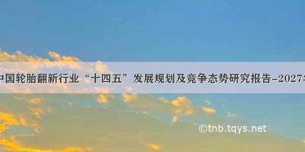 中国轮胎翻新行业“十四五”发展规划及竞争态势研究报告-2027年